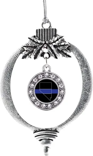 Miniatura 69 de Inspired Silver - Bonita bandera estadounidense - Adorno de Navidad plateado - Adorno de árbol de Navidad con dije circular con circonita cúbica