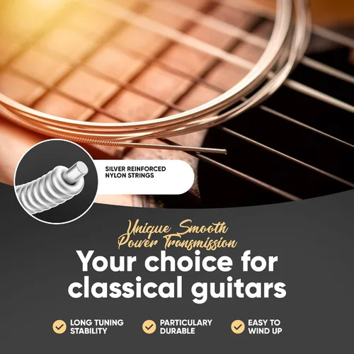 Miniatura 5 de HAVENDI® Cuerdas de guitarra para guitarra clásica - cuerdas brillantes de calidad de sonido hechas de nailon para guitarra clásica revestidas