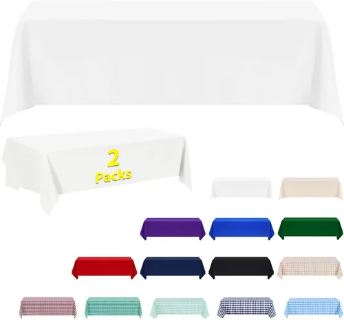 Miniatura 56 de ABCCANOPY Paquete de 3 manteles rectangulares de poliéster de 60 x 84 pulgadas, para interiores y exteriores, resistentes a las manchas, lavable