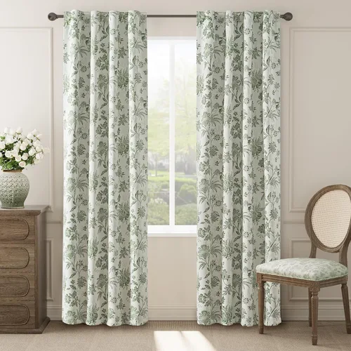 Miniatura 18 de jinchan Cortinas Opacas Florales para Dormitorio, 63 Pulgadas de Largo Cortinas Opacas con Estampado de Flores, Estilo Campo Francés con Pestañas