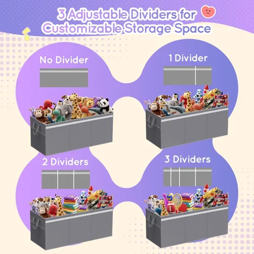 Miniatura 7 de Lewondr Organizador de almacenamiento de juguetes extra grande de 160 litros con tapa, caja de juguetes plegable resistente de 40 x 16 x 16