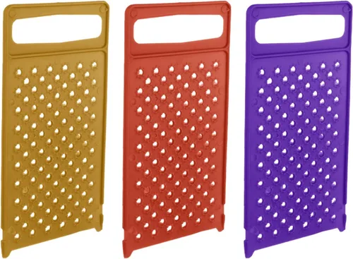 Rallador de plástico – Paquete de 3 – Rallador ergonómico de alimentos de mano – Ralladores planos de queso para cocina de mano