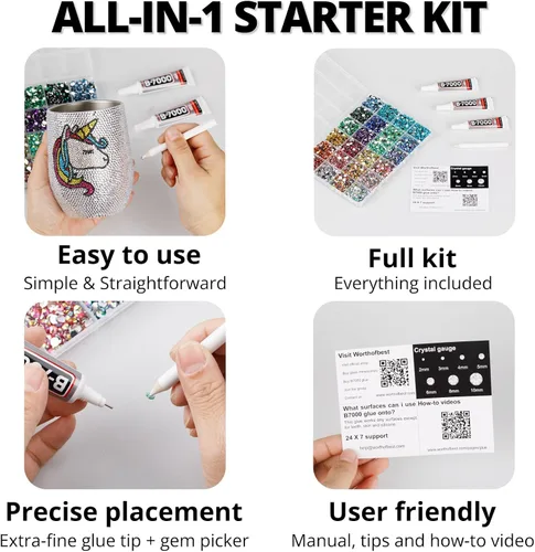 Miniatura 6 de 31000 piezas de diamantes de imitación para hacer brillar, kit de 3 mm de diamantes de imitación con parte trasera plana para manualidades, ropa