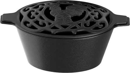 Miniatura 11 de Fire Beauty Estufa de leña humidificador de vapor con rejilla de hierro fundido, resistente a la oxidación, capacidad de 2.3 cuartos (lobo)