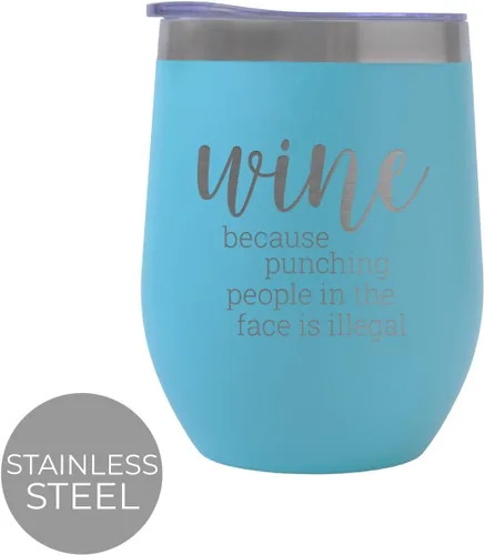 Miniatura 2 de Canopy Street Snarky People - Vaso de acero inoxidable de 12 onzas, vaso de metal azul brillante / divertido vaso de vino grabado