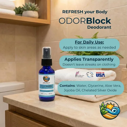 Miniatura 6 de 3rd Rock Essentials ODORBlock Desodorante corporal sin perfume Desodorante invisible sin aluminio no tóxico Cuidado personal totalmente natural