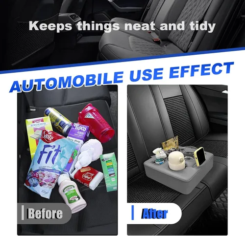 Miniatura 4 de Kewucn Organizador de asiento trasero de automóvil, bolsillo de cuero para sofá, almohada impermeable para almacenar bebidas y aperitivos, soporte