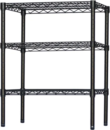 Shelving Inc. Estantería de alambre negro de 8 pulgadas de profundidad x 8 pulgadas de ancho x 34 pulgadas de alto con estantes de 3 niveles,