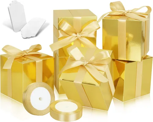 Miniatura 8 de Paquete de 50 cajas de regalo pequeñas, cajas de regalo de 2 x 2 x 2 pulgadas, cajas de regalo de papel marrón con tapas para regalos, manualidades