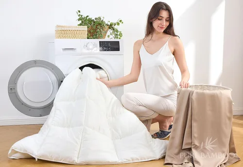 Miniatura 8 de Pure Bamboo - Inserto para edredón tamaño Queen (90x92 pulg) - Inserto para edredón ultra suave acolchado con 8 asas en las esquinas y laterales