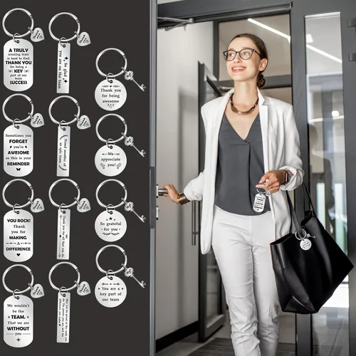Miniatura 7 de Kathfly 12 llaveros motivacionales de agradecimiento para compañeros de trabajo para empleados, compañeros de trabajo, trabajadores sociales, 12