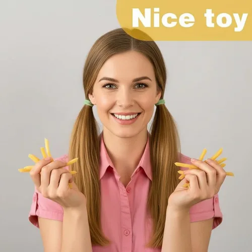 Miniatura 2 de Zhanmai 50 piezas falsas de papas fritas para jugar, simulación de alimentos, alimentos artificiales, papas fritas de PVC, decoración de juguetes