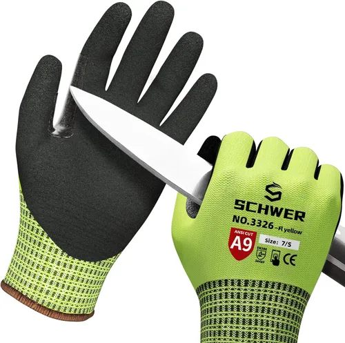 Miniatura 9 de Guantes de trabajo resistentes a los cortes de nivel más alto ProGuard PR3326 de Schwer para protección extrema, guantes ANSI A9 con pulgar