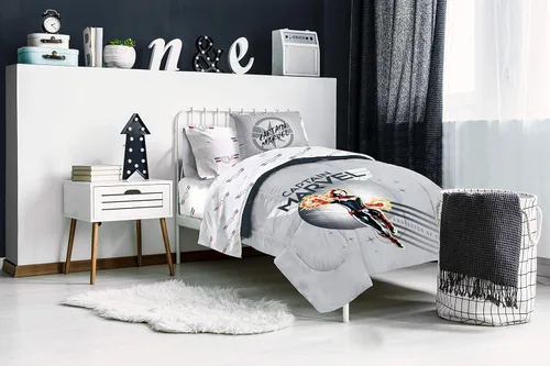 Miniatura 7 de Jay Franco Captain Marvel Cool Energy - Juego de cama individual, color gris