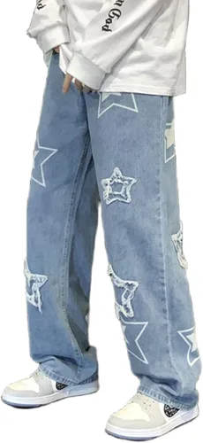 Miniatura 5 de Pantalones de mezclilla Y2K para hombre, estilo hip hop, holgados, rectos, holgados, estilo hip hop, para hombre