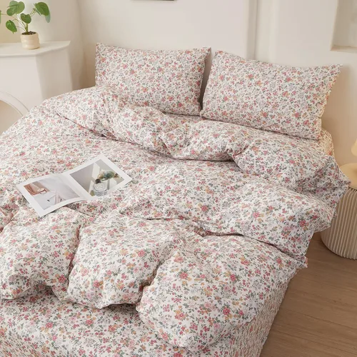 Miniatura 32 de EAVD - Juego de funda de edredón floral amarillo, tamaño Queen, de algodón, reversible, con estampado de jardín, floral, estético, 1 funda
