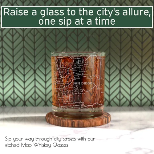 Miniatura 25 de Greenline Goods Vasos de whisky – Juego de vasos de 10 onzas para los amantes de San Luis, grabado con mapa de la ciudad de San Luis Old Fashioned