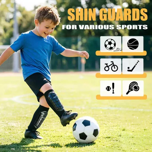 Miniatura 5 de Espinilleras de fútbol para niños y jóvenes, espinilleras de esquí para niños, niñas, adultos, hombres y mujeres, equipo de fútbol protector