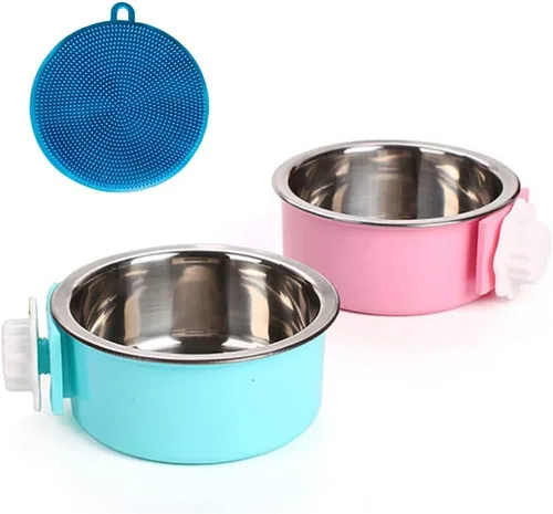 Miniatura 17 de Love Dream Cuencos colgantes para perros y gatos, comedero de agua para alimentos y alimentos con cuencos extraíbles de acero inoxidable y soporte