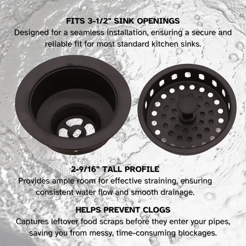 Miniatura 8 de Westbrass A2165-12A colador de cesta de cocina grande estilo poste de 10,8 cm de diámetro exterior con brida y tapón de desagüe para eliminación