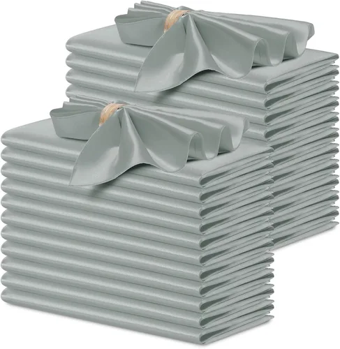 Miniatura 12 de P Pothuiny 12 servilletas de satén de color beige sedoso de 17 x 17 pulgadas, servilletas cuadradas lisas de tela de satén, servilletas de mesa