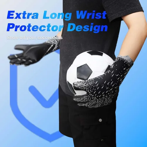 Miniatura 2 de Guantes de Portero de Fútbol, Guantes de Portero de Fútbol con Agarre Definitivo con Tallas 6/7/8/9/10, Agarre Fuerte, Fútbol Americano para Negro