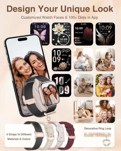 Miniatura 3 de Relojes inteligentes para mujer con llamadas Bluetooth, 4 bandas de 1.83 pulgadas, reloj de fitness para iPhone, Android, rastreador de actividad
