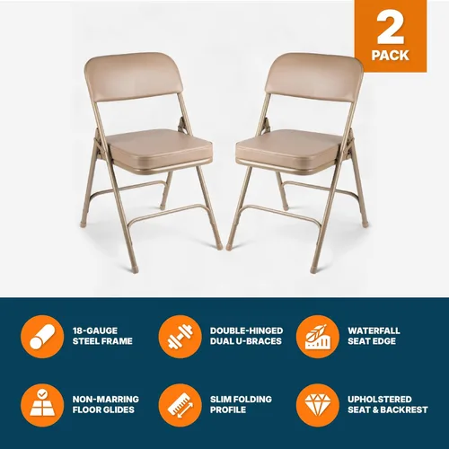 Miniatura 7 de OEF Furnishings Serie OEF3200 Sillas plegables de vinilo de alta calidad, resistentes, de grado industrial, asiento ultra acolchado de 2 pulgadas