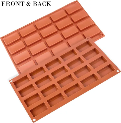 Miniatura 4 de FUNSHOWCASE Molde rectangular de silicona para barra de caramelo de chocolate, 20 cavidades, molde rectangular para tartas de jabón 20 cavidades por