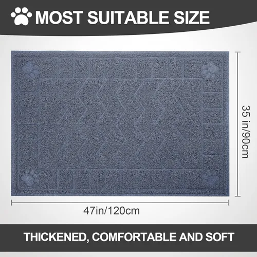 Miniatura 2 de Tapete de Arena para Gatos, Tapete Atrapa Arena Suave para las Patas de Gatitos, Tapete para Caja de Arena de Gatitos de 47" x 35" para Suelos más