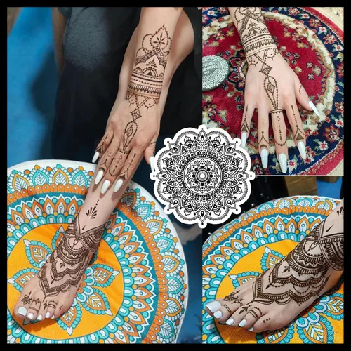 Miniatura 6 de Kit de tatuajes temporales, 6 conos de pasta de tatuaje semipermanentes, pintura artística de cuerpo indio para mujeres, hombres y adolescentes