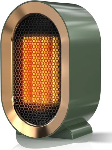 QQT Calentador Eléctrico de Espacio, Calentadores de Espacio Portátiles de Ahorro de Energía para Uso en Interiores, Ventilador Portátil de Dos Verde