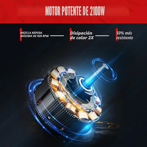 Miniatura 3 de IMAYCC Mezclador de Cemento 2100W, Mezclador de Concreto Portátil, Mezclador de Barro de Mano 110V para Mortero, Pintura, Lechada, Yeso, Adhesivo