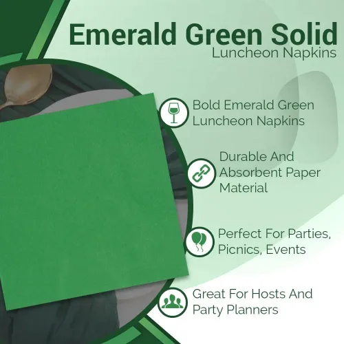 Miniatura 4 de Servilletas de papel verde esmeralda sólido, 20 piezas, perfectas para cumpleaños, bodas, fiestas y eventos especiales