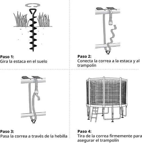 Miniatura 4 de Eurmax USA Estacas para Trampolín de Alta Resistencia Partes de Trampolín de Acero Kit de Anclajes para Trampolín, Toldo, Estacas para Atar Perro al