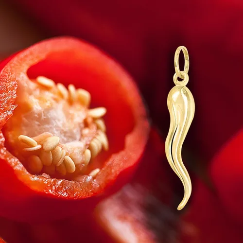 Miniatura 4 de Lucchetta - Colgante grande de cuerno italiano de 14 quilates, regalo de buena suerte, talismán Dijes de 14 quilates para collares (hasta 0.157 in)