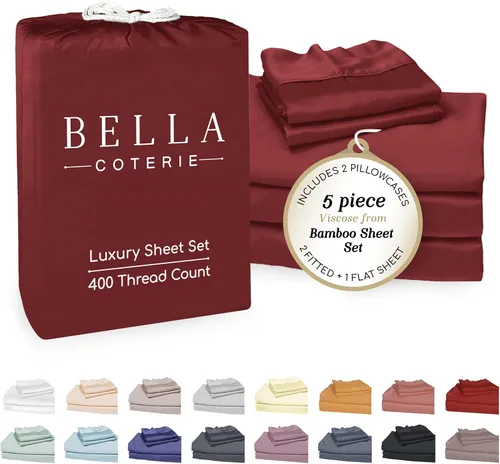 Miniatura 25 de Bella Coterie - Juego de sábanas de lujo de viscosa de bambú para cama tamaño split king 2 sábanas ajustadas para camas Sleep Number y camas 06