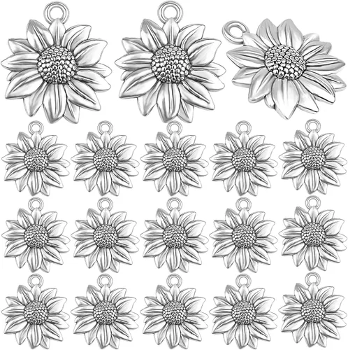 Miniatura 9 de BronaGrand 60pcs Sunflower Pendant Charms Alloy Sunflower Bead Charms Flower Charms Pendants Craft Supplies for DIY Jewelry Earrings Necklace Dorado