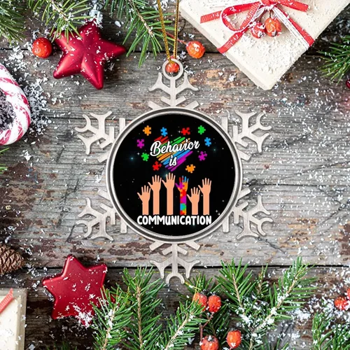 Miniatura 7 de Adornos de decoración de árbol, Comportamiento es comunicación, adornos para autismo, decoraciones de conciencia sobre el autismo, decoraciones