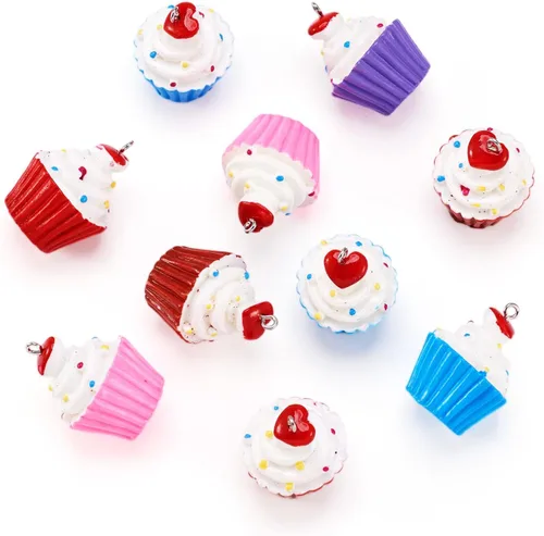Miniatura 21 de Craftdady Colgantes colgantes de frutas, lindos colgantes de resina para alimentos, colgantes de manzana, naranja, piña, fresa, encantadores dijes