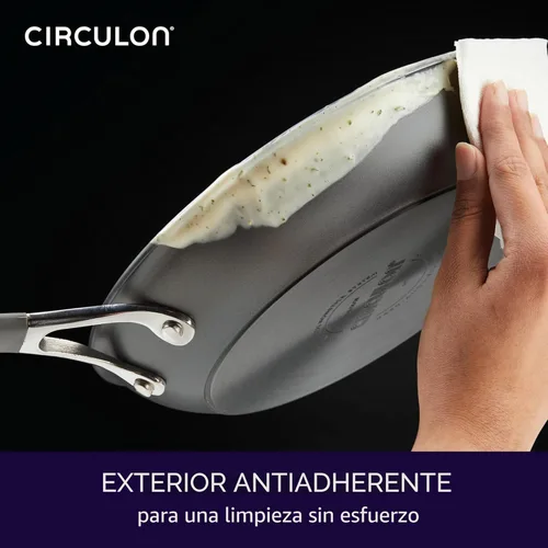 Miniatura 5 de Circulon Radiance - Juego de utensilios de cocina antiadherentes anodizados duros, juego de ollas y sartenes de cocina, 10 piezas, color gris