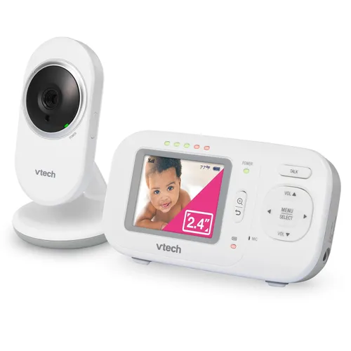 VTech VM320 Monitor de bebé, pantalla de 2.4 pulgadas con cámara fija, visión nocturna, sonidos relajantes, conversación de 2 vías, transmisión