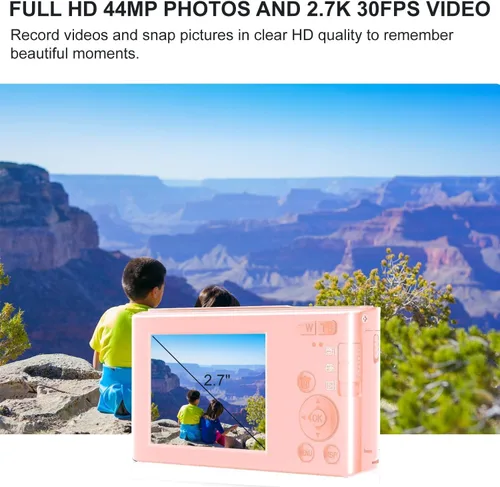 Miniatura 2 de Acuvar Cámara digital 4K de 44 MP con zoom de 16X, pantalla de 2.4 pulgadas, tarjeta micro SD de 32 GB, cámara digital compacta de apuntar