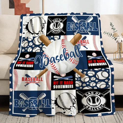 Miniatura 12 de Pindola Manta de Lanzamiento de Béisbol Americano Cálida Ligera Suave Acogedora Cálida Decoración del Hogar para Sofá, Sofá, Cama, Regalos del Día