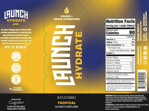 Miniatura 6 de Bebida deportiva: sabor tropical – 16.9 onzas (paquete de 12), bebida energética + hidratación, azúcar de caña real, electrolitos, cognizina