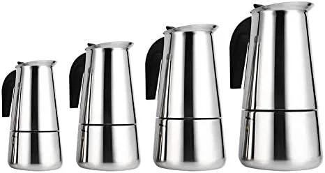Miniatura 7 de Cafetera italiana de acero inoxidable, máquina de café espreeso para estufa, máquina de espreeso y olla para estufa de gas o cerámica eléctrica