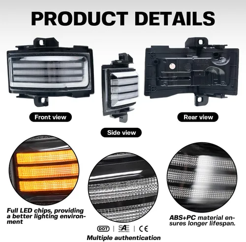 Miniatura 6 de Lámpara LED de Marcador de Espejo Lateral para Ford F150 F250 F350 F450 F550 2018-2022 2023 2024 2025 Super Duty Switchback Luz de Conducción