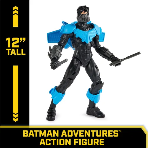 Miniatura 3 de DC Comics, Batman Adventures, figura de acción Nightwing, 15 accesorios de armadura, 17 puntos de articulación, 12 pulgadas, juguete de superhéroe