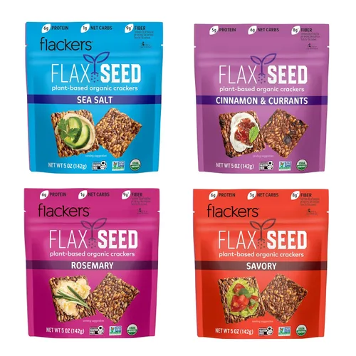 Miniatura 9 de Flackers Galletas de Multi-Semillas Cheeze-Pleaze Orgánicas, Paquete de 1 de 4 onzas, Sin Gluten, Sin GMO, Veganas, Botana Keto, 8g de Fibra, 3g