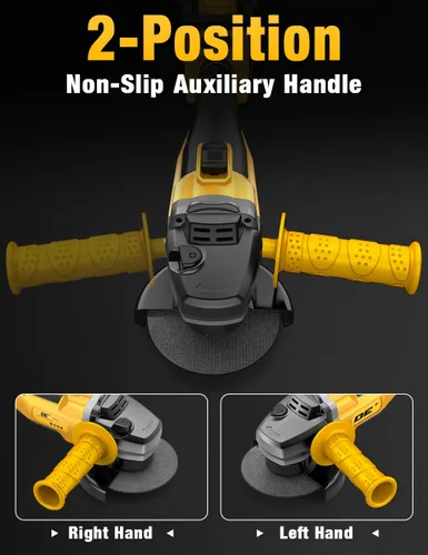 Miniatura 3 de Amoladora angular sin escobillas, para batería DEWALT de 20V, amoladora angular pequeña inalámbrica de 4-1/2" con mango auxiliar, 10 lijas, 2 discos